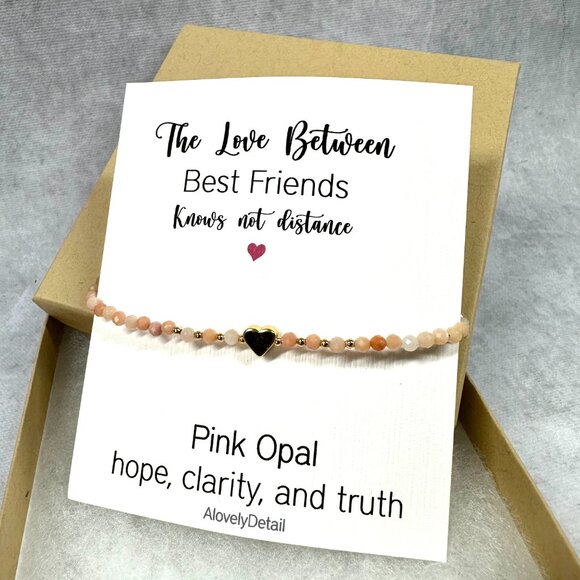 Pink Opal Bracelet with heart charm - Picture 5 of 5